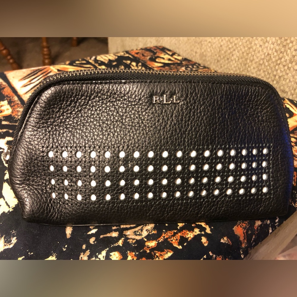 Ralph Lauren Leather Women's Make Up Cosmetic Bag Travel Pouch Bag
